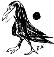 Drawing by Bukowski. It's actually a sparrow, not a bluebird. Close enough. 