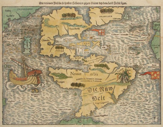 The earliest known map of north America from 1540. Image from helmink.com