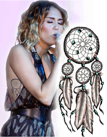 Miley Cyrus and her dumb dream catcher tattoo. Image from tattooforaweek.com